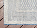 Unique Loom Outdoor Border Collection Area Rug - Soft Border (9' x 12' Rectangle, Blue/ Ivory)
