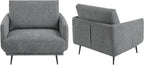 Mid-Century Accent Chair,Modern Oversized Armchair for Living Room,Comfy Upholstered Reading Accent Chairs for Bedroom,Single Sofa Chair (Dark Grey-1PACK)