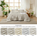 Bedsure Tufted Boho Comforter Set California King Size - Linen Boho Bed Set, GentleSoft™ 3 Pieces Farmhouse Shabby Chic Embroidery Bedding, Gifts for Woman, Soft Jacquard Comforter for All Seasons