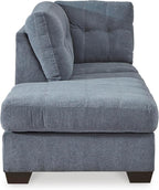 Signature Design by Ashley Marleton Contemporary Left-Arm Facing Tufted 2-Piece Sleeper Sectional with Chaise, Loose Seat Cushions and Bi-Fold Memory Foam Mattress, Full, Blue