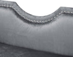 Christopher Knight Home Aurora Velvet Chaise Lounge Indoor with 2 Bolster Pillows, Upholstery Entryway Bench with Nailhead Trim & Curved Arms, End of Bed Bench Ottoman and Wooden Legs, Grey