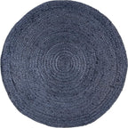 nuLOOM 8 Round Rigo Jute Hand Woven Area Rug, Navy, Solid Farmhouse Design, Natural Fiber, For Bedroom, Living Room, Dining Room, Hallway, Office, Kitchen, Entryway