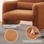 Modern Accent Single Sofa Chair with Arms, Lamb Fabric Upholstered Comfy Reading Arm Chair for Bedroom, Living Room-Beige