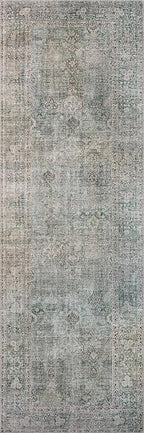 Loloi Chris Loves Julia Jules Collection JUL-08 Emerald/Antique Ivory 2'-6'' x 7'-6'', .13" Pile Height, Runner Rug