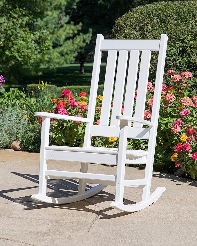 POLYWOOD Vineyard Porch Rocking Chair - Slate Grey - Heavy Duty HDPE Outdoor Rocker for Patio, Deck & Front Porch - Classic American Made Furniture