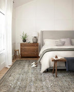 Loloi Layla Collection LAY-13 Antique/Moss 2'-6" x 7'-6" .13" Thick Runner Rug, Soft, Durable, Vintage Inspired, Distressed, Low Pile, Non-Shedding, Easy Clean, Printed, Living Room Rug