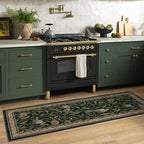 RUGGABLE x Morris & Co Washable Area Rug – Pomegranate Blue Green 8x10, Stain-Resistant, Non-Slip – Large Machine Washable Rugs for Living Room, Bedroom, Hallway, Entryway & Office–with Standard Pad