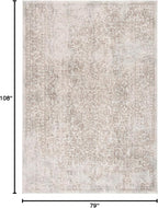 SAFAVIEH Evoke Collection Area Rug - 6'7" x 9', Ivory & Taupe, Distressed Design, Non-Shedding & Easy to Clean, Ideal for Living Room, Bedroom, Dining Space (EVK256E)