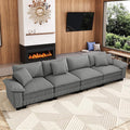 157.5" Cloud Modular Sectional Sofa, 4-Seater w/Deep Seat & Removable Arms, Plush Corduroy for Living Room - Gray