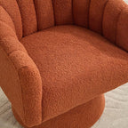 Swivel Accent Chair,Upholstered Teddy 360° Swivel Barrel Chair for Living Room Overstuffed Bouncle Reading Chair Round Armchair for Bedroom,Vanity,Office-Orange