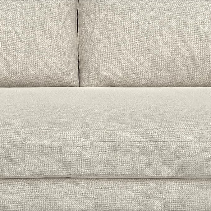 SIMPLIHOME Morrison 89-inch Wide Sofa in Cream White Woven-Blend Fabric, Handcrafted Mid-Century Modern Couch for Living Room or Family Room, Single Bench Cushion, Bolster Pillows