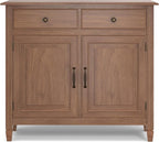 SIMPLIHOME Connaught 40-inch Wide Solid Wood Storage Cabinet in Medium Saddle Brown for Entryway, Living Room, Organizer for Hats, Gloves, Shoes, Keys, Slim Design, Traditional Style