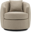 Swivel Accent Chair, Modern Upholstered Boucle Barrel Arm Chairs with Pillow for Living Room, 360 Degree Round Swivel Sherpa Armchair with Round Base for Bedroom Club (1, Light Brown)