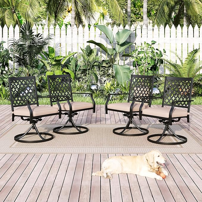 Sophia & William Patio Dining Chairs Set of 4, Outdoor Swivel Rocker Patio Chairs with Cushion, Metal Outdoor Chairs for Garden Backyard Bistro