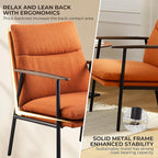 Art Leon Accent Chairs Set of 2-Mid Century Modern Accent Chairs Fabric Reading Bedroom Chair Armchair Wooden Arms Metal Frame Living Room Chair for Bedroom, Caramel