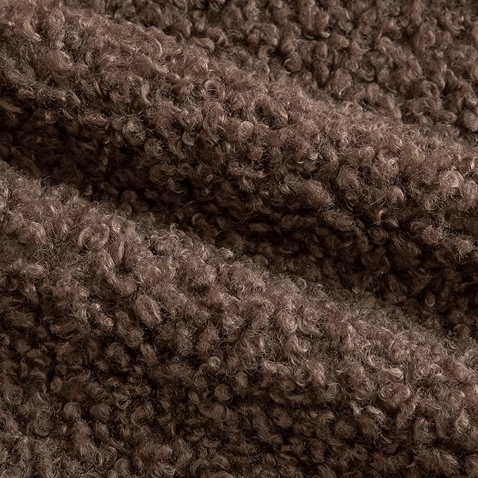 Pack of 2 Curly Teddy Wool Faux Fur Throw Pillow Covers Fuzzy Accent Soft Sherpa Pillowcases Sheepskin Fleece Decorative Cushion Case for Sofa Couch Living Room 24x24 Inch Chocolate