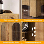 Tribesigns 57" Buffet Cabinet with Storage, Long Sideboard Cabinet with Doors & Adjustable Shelves, Wood Accent Sideboard for Dining Room, Living Room, Kitchen, Light Walnut Brown