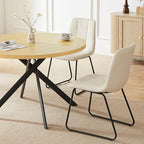 45.3 Inch Round Dining Table Set for 4, Mid Century Modern Small Coffee Set for Dining Room Kitchen Apartment (Cream Table + 4 U-Shaped White Chairs)