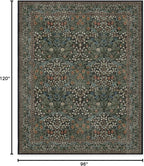 RUGGABLE x Morris & Co Washable Area Rug – Blackthorn Forest Green 8x10, Stain-Resistant, Non-Slip – Large Machine Washable Rugs for Living Room, Bedroom, Hallway, Entryway & Office–with Standard Pad