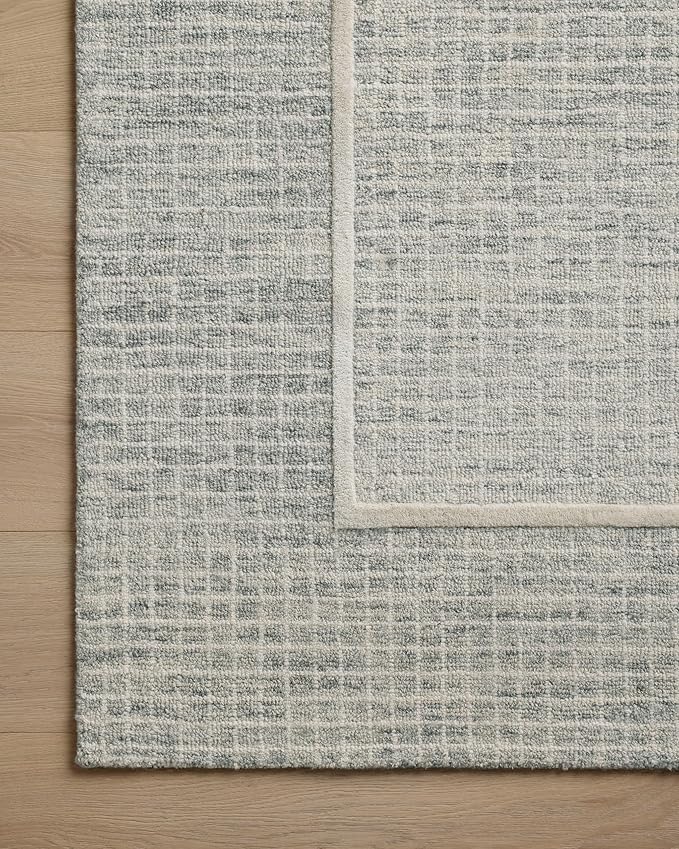 Loloi Chris Loves Julia Briggs Collection, Mist & Ivory, 3'-6" x 5'-6" Accent Rug – Minimal Gritted Design Area Rugs for Living Room Bedroom Entryway & Hallway No Shed High Traffic Home Decor Rug