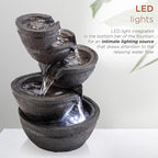 Alpine Corporation WIN1138 13" Indoor Tabletop Tiering Bowls Water Fountain with LED Lights – Cascading Water Feature for Home, Office, Meditation, and Relaxation, Dark Gray