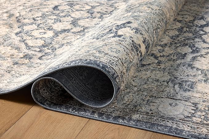 Loloi Teagan Collection TEA-01 Denim/Mist 2'-8" x 4' Accent Rug, Large, Soft Neutral Rug, High-Traffic for Living Room, Bedroom, Home Office, Dining Area