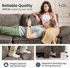 PHI VILLA Indoor Modular Couches Sets, 87.5" Sectional Loveseat Sofa with Upholstered Deep Seat, 2-Seater Comfy Couches for Living Room Bedroom, Chenille Fabric, Smoky Grey