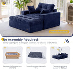 MAXYOYO Modular Sectional Chaise Lounge Sofa, Upholstered Lounge Chair with Ottoman, Comfy Couch with Layered Cushion, Tufted Upholstered Sleeper Chair for Living Room, No Assembly, Navy