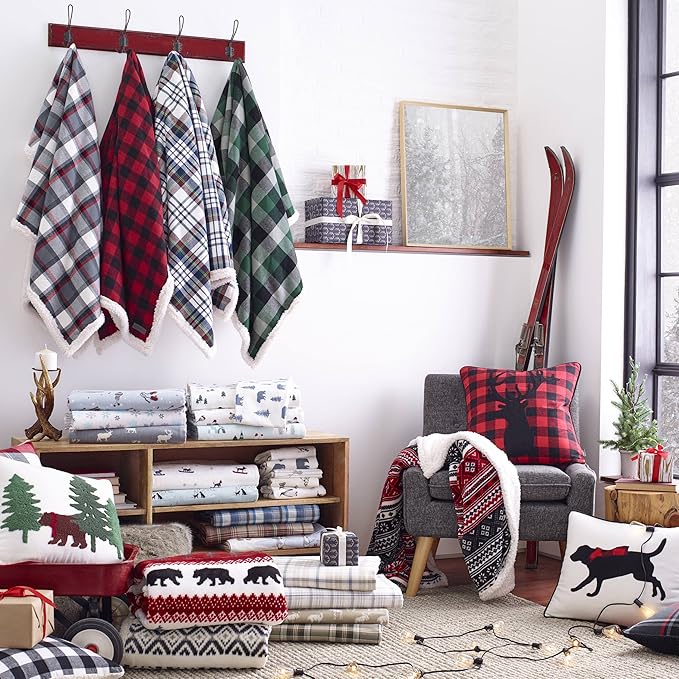 Eddie Bauer - Flannel Sheets King Size, Anti-Pilling & Wrinkle Resistant Cotton, Touchably Soft for All-Season Comfort - Bed Sheets with Matching Pillowcases & Fitted Sheet (Geese Meadow Yellow)