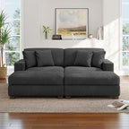 Modular Sectional Couches for Living Room, Modern Loveseat 2-Seater Sofa Couch with Ottoman, Upholstered Couches for Living Room Bedroom, Grey