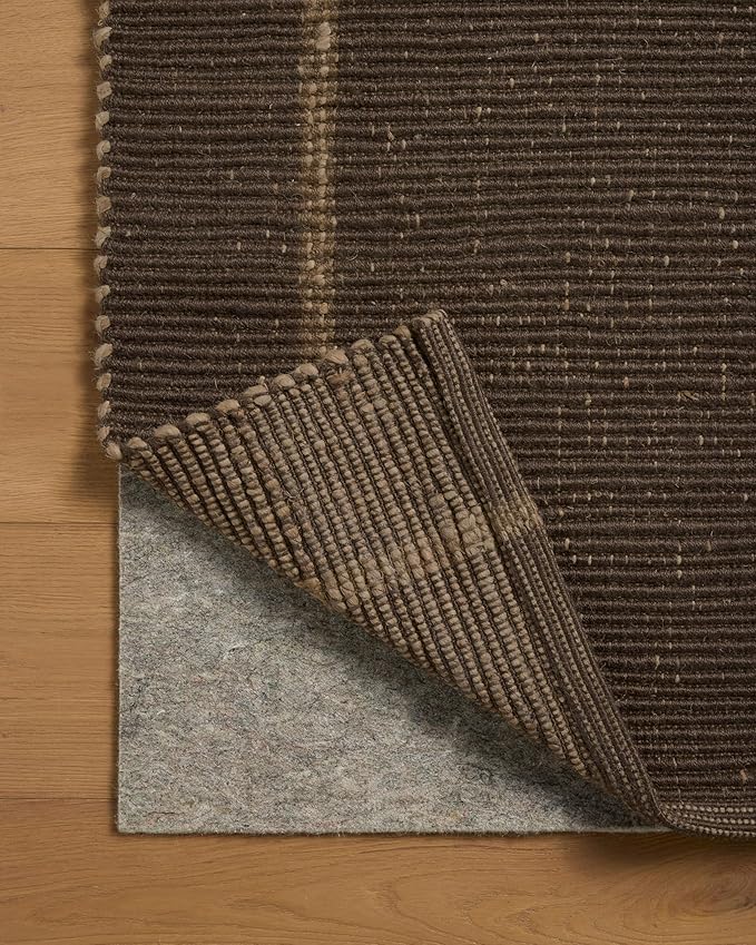 Loloi Leanne Ford Weatherstaff Collection WTS-01 Espresso/Natural 8'-6" x 11'-6" Area Rug Jute, Striped, Neutral, Living Room, Bedroom, Dining Room