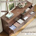 Bedroom Dresser and Nightstand Sets 4 Piece, Farmhouse 6 Drawers Dresser & 44" Tall Chest of Drawers, 23" Nightstands Set of 2, 55" Wide Furniture Dressers for Bedroom, Living Room, Brown