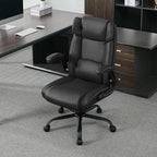 Office Desk Chair,Ergonomic Conference Room Chairs,Mid Back Executive Leather Chair,Comfy Computer Desk Chairs with Adjustable Flip-Up Arms and Rocking Function (Black)