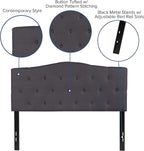 BizChair Tufted Upholstered Full Size Headboard in Dark Gray Fabric