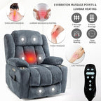Power Lift Chair for Elderly, Electric Recliner Chair with 8-Point Vibration Massage and Lumbar Heating, Charging Ports, Cup Holders - Blue
