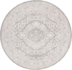 SAFAVIEH Area Rug 5' Round - Reflection Collection - Light Grey & Cream, Non-Shedding & Easy Cleaning, Ideal for Living Room, Bedroom (RFT668G)