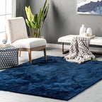 nuLOOM 5' x 8' Cozy Plush SuperiorWash Area Rug, Machine Washable, Non-Slip, Soft Fluffy Shag Carpet for Living Room Bedroom Kids Room Nursery Home Decor, Loni Navy