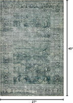 Loloi Magnolia Home by Joanna Gaines Banks Collection BAN-03 Blue/Lagoon 2'-3" x 3'-9" .13" Pile Height, Machine Washable, Accent Rug
