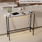 Narrow Console Table with Led Light and Charging Station，29.5" Small Entryway Table，Display Table，Entryway Hallway Thin Sofa Table Behind Sofa, Small Spaces, Living Room, Gray