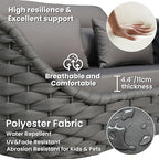 Patio Conversation Deck Furniture Sets: 6-Piece Aluminum Woven Rope Outdoor Sofa Set - Modern Cushions Couch Set - No Assembly Metal Porch Seating for Deck Yard Garden Hotel Resort, Dark Grey
