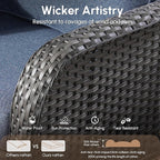 2 Pieces Wicker Patio Chairs - Outdoor Rattan Chairs Set of 2,All-Weather PE Wicker Dining Chair Set with High Back and Deep Seating for Deck Porch,Blue