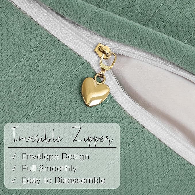ZWJD Dusty Green Pillow Covers 20x20 Set of 2 Chenille Throw Pillow Covers with Elegant Design Soft and Luxurious Decorative Throw Pillows for Couch, Bed, and Home Decor