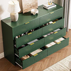 Green Dresser for Bedroom, 8 Drawer Double Dresser, Modern Chest of Drawers for Bedroom, Living Room, Entryway and Closet, 55" L x 15.7" D x 37.4" H