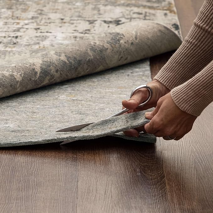 Mohawk Home 10' x 14' Non Slip Grip Rug Pad 3/8" Thick Dual Surface Felt Cushion + Rubber Gripper - Safe for All Floors
