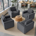 Swivel Accent Sofa Chair Set of 4, Modern Comfy Oversized Upholstered Cushion Back Armchair in Linen 1pcs for Living Room, Bedroom, Reading Room(Dark Gray)