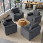 Swivel Accent Sofa Chair Set of 4, Modern Comfy Oversized Upholstered Cushion Back Armchair in Linen 1pcs for Living Room, Bedroom, Reading Room(Dark Gray)