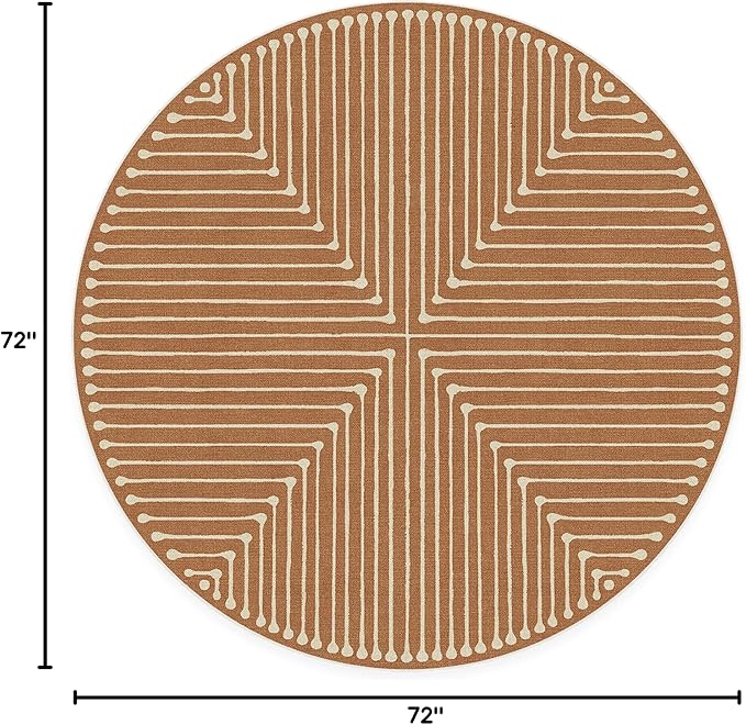 RUGGABLE x Jonathan Adler Machine Washable Modern Area Rug – Inkdrop Copper 6 ft Round, Stain-Resistant, Non-Slip – Medium Rugs for Living Room, Bedroom, Hallway, Entryway & Office–with Cushioned Pad