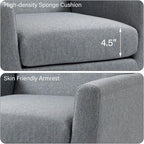 Accent Chair, Mid-Century Modern Fabric Chairs with Arms for Living Room, Comfy Upholstered Club Single Sofa Armchair for Bedroom Waiting Room with Solid Wood Frame (Fabric Grey, Set of 2)