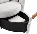 Studio Living® Beckett 48" Storage Chair, Modern Farmhouse, Pocket Coil Comfort, Easy Assembly, Chenille Fabric, Ivory