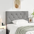 Upholstered Twin Headboard, Twin Headboard Only for Bed Frame from 27”-41”, Adjustable Height Twin XL Headboard with Durable Wood Legs, Fabric Bed Headboard in Modern Button Design, Light Grey